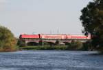 146 xxx mit RE 4422 (Hannover Hbf–Norddeich Mole) am 01.10.2013 auf der Allerbrcke zwischen Wahnebergen und Verden