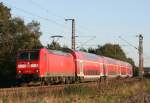146 107 mit RE 4470 (Osnabrck Hbf–Bremerhaven-Lehe) am 02.10.2013 zwischen Lunestedt und Loxstedt