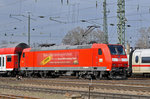 DB Lok 146 115-1 fährt beim Badischen Bahnhof ein. Die Aufnahme stammt vom 14.03.2016.