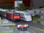 BR 146 111-0 auf meiner Modelanlage daneben ein ICE 2