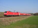 BR 146 132-6 kommt mit ihrem RE die KBS 380 bei Drakenburg entlang Richtung Hannover...