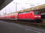 146 003-9 am 11.04.07 beim Abnehmewechsel in Mnster(Westf) Hbf.