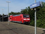 146 021 schiebt am 22.09.2016 eine S-Bahn nach Meißen aus Dresden-Strehlen.