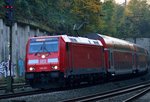 Einfahrt in Eschweiler Hbf hat die 146 281 mit einem RE1 nach Paderborn Hbf am Sonntag den 23.10.2016