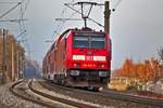 Schiebende Lok 146 233-2 am RE von Konstanz nach Karlsruhe Hbf in Singen.Bild vom 5.12.2016