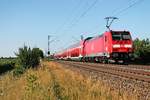 Nachschuss auf 146 237-3  Karlsruhe  am 10.07.2015, als sie einen RE (Basel Bad Bf - Offenburg) bei Hügelheim gen Heitersheim schob.