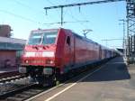 Die Br.146 205-0 im Aalener Hbf, kurz vor der Ausfahrt in richtung Stuttgart Hbf. Aufgenommen am 26.04.06.