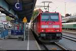 146 205 von DB Regio Baden-Württemberg als RE 4736 nach Offenburg steht in seinem Startbahnhof Konstanz auf Gleis 3a.