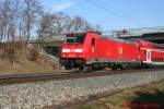 146 237-3 fhrt am 10.2.2008 bei Offenburg-Hildboltweier in Richtung Freiburg.