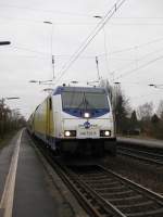 146 533-5 steht am 31.01.09 mit MEr 36507 Hamburg-Harburg - Lneburg in Ashausen zur Weiterfahrt nach Winsen (Luhe) bereit.