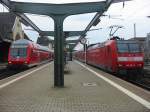 Hier sieht man das Treffen zwischen der Regionalbahn nach Mainz und nach Mannheim.