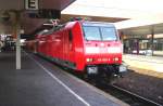 146 008-8 steht mit dem RE 5  Rhein-Express  in Dsseldorf Hbf zu ihrer ABfahrt nach Koblenz bereit. 15.05.2005