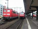 Eine seltenheit in Worms, wo sonst 185 oder 140 oder auch 155 stehen stand am 30.06.2005 die 151-150 und daneben die 146-004 die ihre RB nach Mainz Hbf schob.