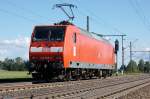 Die Dortmunderin 146 026-0 wartet in Friesack(Mark) auf die Weiter fahrt. Gruß zurück an den Lokführer. 31.08.2010