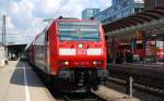 Die DB 146 113-6 mit RE 31015 (Offenburg Hbf - Basel Bad Bf), hier bei aufenthalt in Freiburg Hbf am 06.