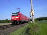 Eine Baureihe 146 028-6 als RegionalExpress von Koblenz Hbf. Dieser Zug erreichte kurz danach den Bahnhof Brhl, wo er hielt.