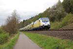 146 517 Metronom mit dem RE 2 auf dem Weg nach Göttingen, fotografiert bei Erzhausen am 13.04.2017