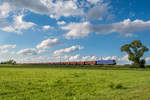 146 521 kommt mit dem leeren Gipser aus Stralsund durch Ferdinandshof gefahren nach Peitz.