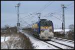 146 522 am 03.01.10 aus Warnemnde nach Leipzig. Aufgenommen in Sildemow.