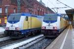 ME 146 535-0 und ME 146 531-9 stehen in Hamburg-Harburg (06.02.10)