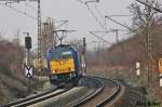 146 520 mit einem Kesselzug am 20.03.15 bei der Ausfahrt Weimar in Richtung Apolda. 