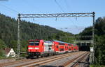 146 230-8  Radolfzell  mit dem RE 4715 (Karlsruhe Hbf-Immendingen) in Hornberg 14.8.19