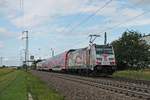 Nachschuss auf 146 227-4  Bahnprojekt Stuttgart-Ulm , als diese am Nachmittag des 12.08.2019 ihre RB (Basel Bad Bf - Offenburg) durch den Haltepunkt von Auggen durch in Richtung Müllheim (Baden).