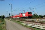 146 220-9 mit dem RE 19502 Stuttgart-Heidelberg, beim Abzweig Bruchsal-Nord, 24.07.2014.