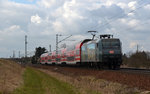 146 010 bespannte am 19.03.16 den RE 16519 von Leipzig nach Dresden. Leider ohne Licht passiert der RE Zeithain.