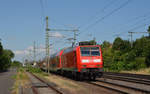 146 030 verlässt mit einer RB nach Burg(Magdeburg) am 27.06.18 den Haltepunkt Niederndodeleben.