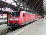 DB 146 025 mit dem RE 16515  Saxonia  nach Dresden Hbf, am 22.02.2019 in Leipzig Hbf.