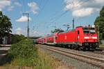 Einfahrt am Nachmittag des 24.05.2018 von 146 216-7 mit ihrem RE (Offenburg - Basel SBB) in den Bahnhof von Müllheim (Baden).