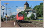 Am 07.07.2012 erreicht 146 202 mit RE Würzburg-Stuttgart den Bahnhof Neckarsulm.