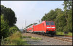 DB 146112 ist hier am 25.07.2020 bei Natrup Hagen um 09.00 Uhr mit dem RE aus Düsseldorf nach Osnabrück unterwegs.