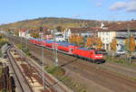 146 201 mit RE 4213 Stuttgart-Ravensburg am 27.10.2020 in Oberesslingen.