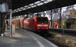 146 022 DB  steht mit dem RE1 im Bahnhof Aachen bereit zur Abfahrt nach Hamm-Westfalen.