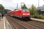 Am 13.09.2014 fuhr 146 229-0 als IRE (Konstanz - Karlsruhe Hbf) aus dem Bahnhof von St.Georgen gen Triberg.
