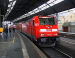 146 278 DB steht mit dem RE1 im Bahnhof Aachen bereit zur Abfahrt nach Hamm-Westfalen.