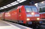 146 019-5 mit Nordrhein-Westfalen-Express nach Hamm (Westfalen) abgefahrtbereit in Aachen Hbf