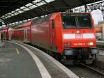 146 030-2 mit NRW-Express abfahrtsbereit in Aachen Hbf.