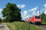 146 222  25 Jahre DB Regionalverkehr Alb-Bodensee GmbH  beschleunigt 5 Doppelstockwagen als RB17125 (Offenburg - Freiburg(Breisgau) Hbf) aus dem Bahnhof Denzlingen.