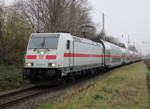 146 561-6 mit IC 2239(Warnemünde-Leipzig)bei der Durchfahrt in Rostock-Bramow.11.12.2020
