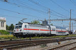 Testfahrt, mit der DB Lok 147 560-7 und dem IC 2 2896, durchfährt den Bahnhof Pratteln.