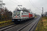 Am 14.12.23 rollte 147 551 mit 187 081 und 147 578 als Lokzug durch Greppin Richtung Bitterfeld.