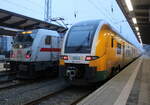 147 581 und 3462 629 am Morgen des 25.01.2026 im Rostocker Hbf. 