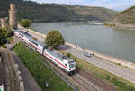 DB 147 591 mit IC 2046 (Dresden-Stuttgart) in Oberwesel, am 10.9.2025 um 15:53 Uhr.