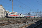 DB Lok 147 587-0 durchfährt am 03.03.2026 den Bahnhof Pratteln.