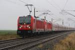 Schlechtes Wetter - Tolle Züge 2 - 147 016 und 147 017 mit 11-12 IRE Bimz Höhe Woserow auf der KBS 203 am 06.11.2020.