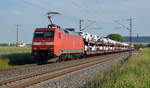 Am Abend des 13.06.17 führte 152 023 einen Autozug durch Retzbach-Zellingen Richtung Gemünden.