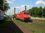 152 076 mit Containerzug am 30.5.2007 in Drverden auf dem Weg gen Sden